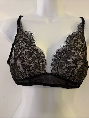 Victoria's Secret | Sheer Black Lace Plunge Bralette